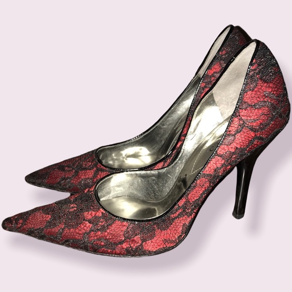 GUESS 4” Black lace Red sexy stiletto heel - Picture 5 of 5